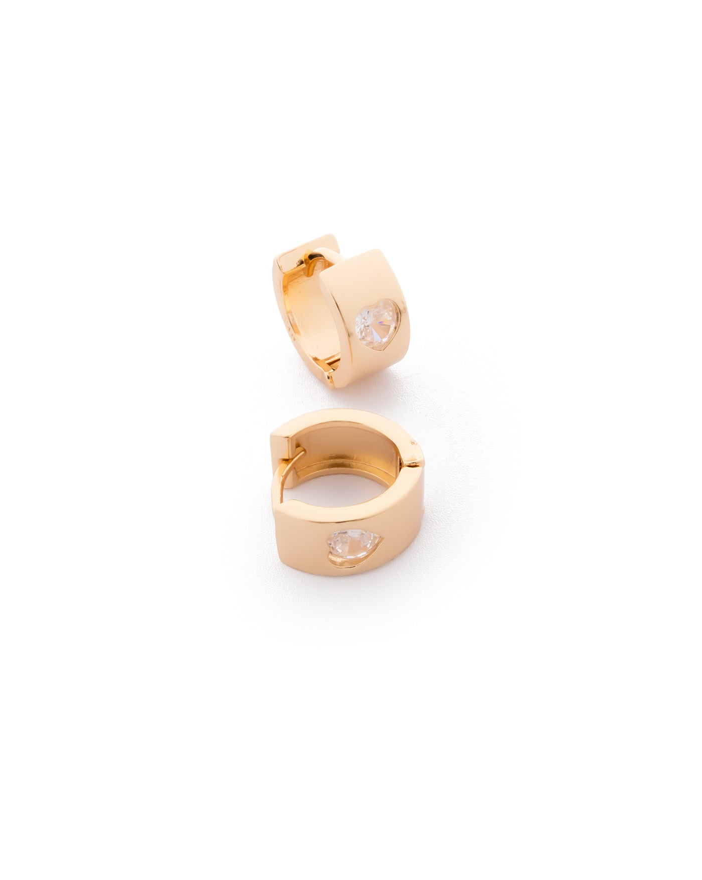 Aretes Huggies Dorados con Piedras M2 Oro Laminado