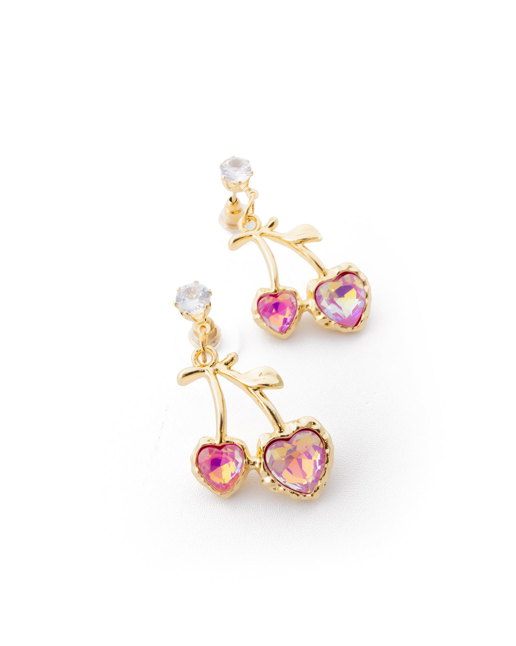 Aretes Dorados de Fresa y Cereza M2 Oro Laminado