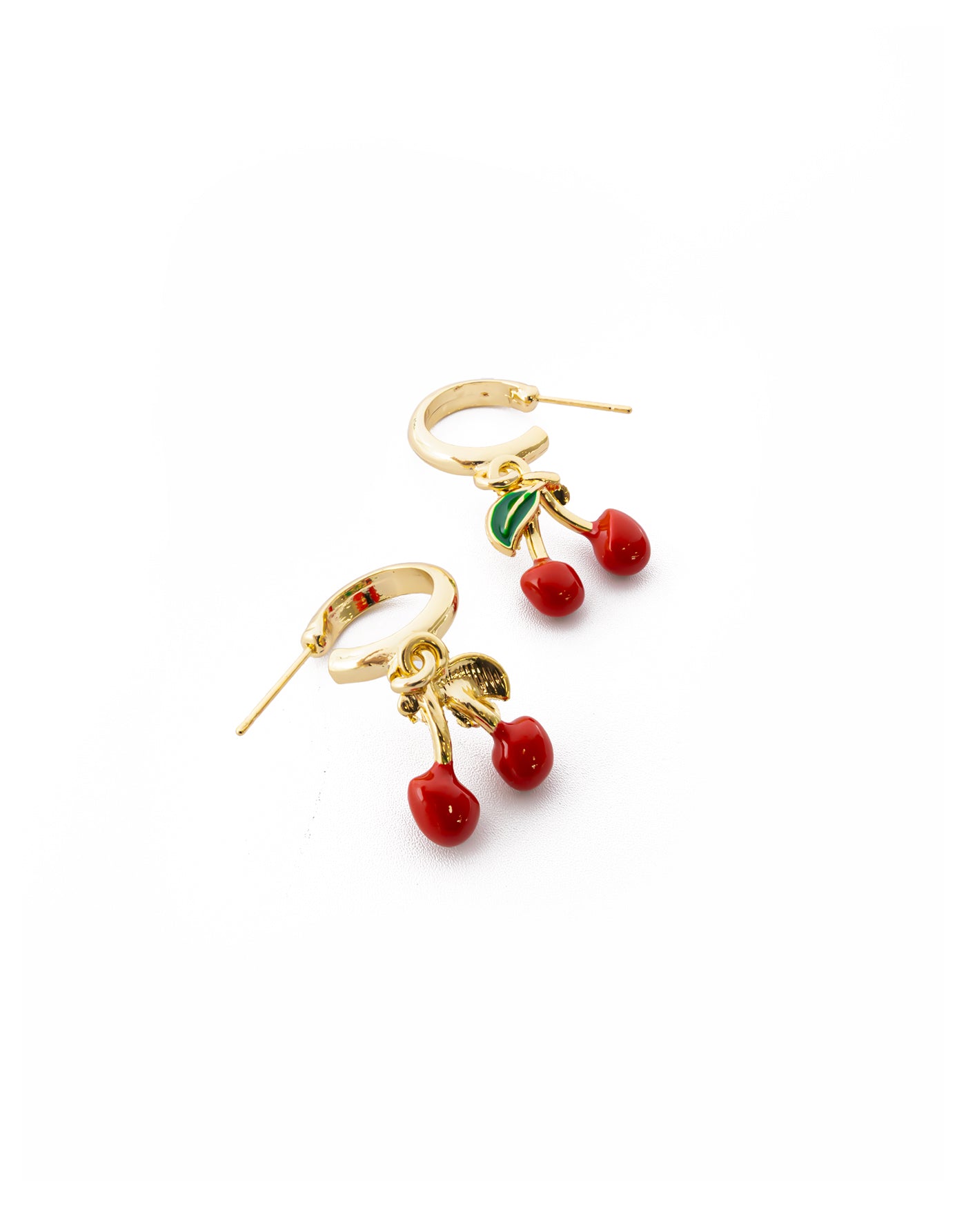 Aretes Dorados Cereza M7 Oro Laminado