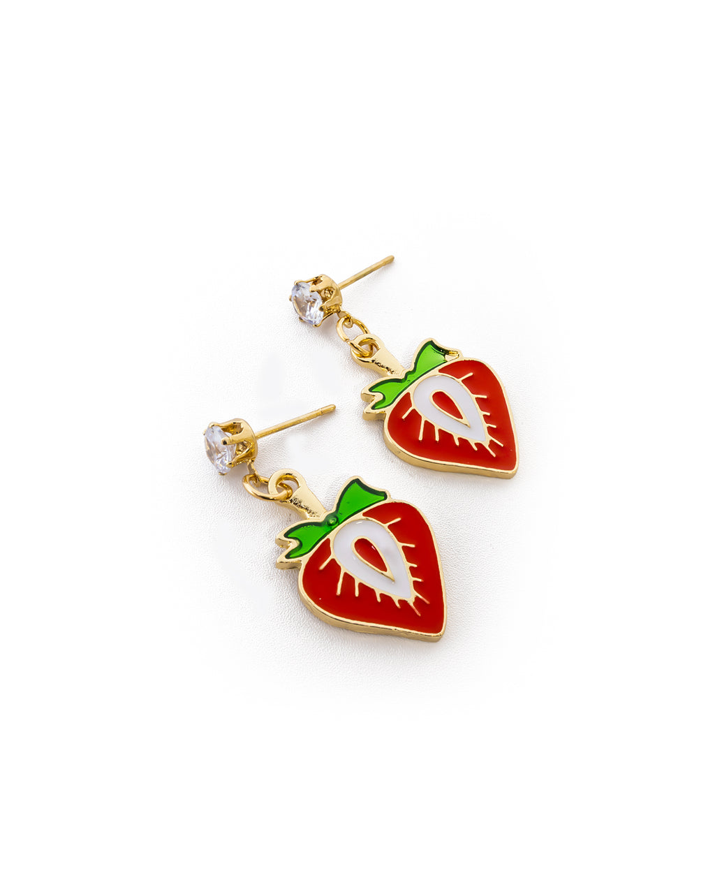 Aretes Dorados de Fresa y Cereza M1 Oro Laminado