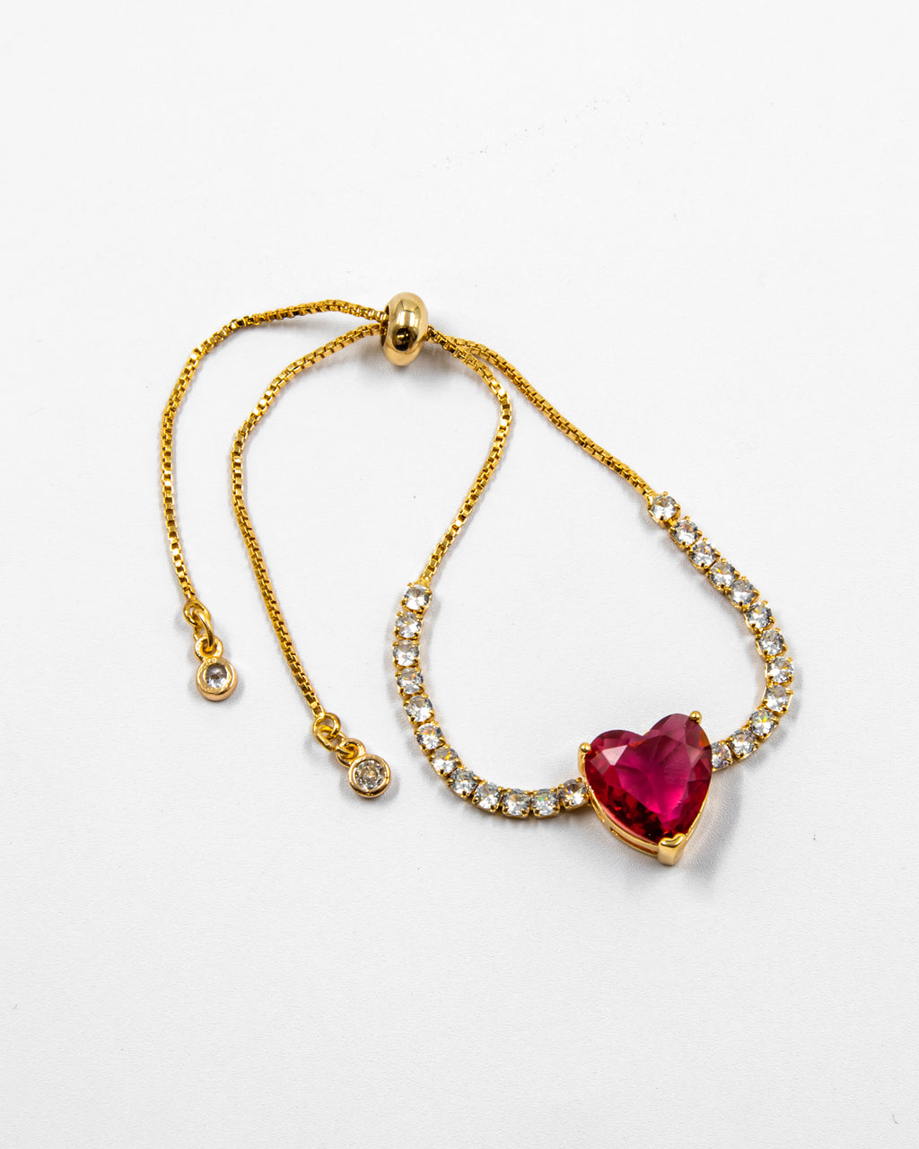 Pulsera dorada con piedras y dije de corazón - M1 Oro Laminado