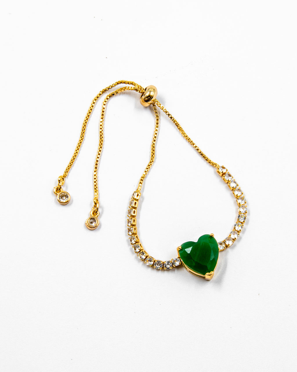 Pulsera dorada con piedras y dije de corazón - M1 Oro Laminado