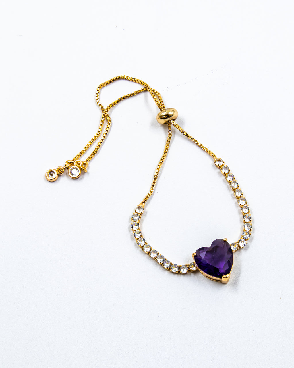 Pulsera dorada con piedras y dije de corazón - M1 Oro Laminado