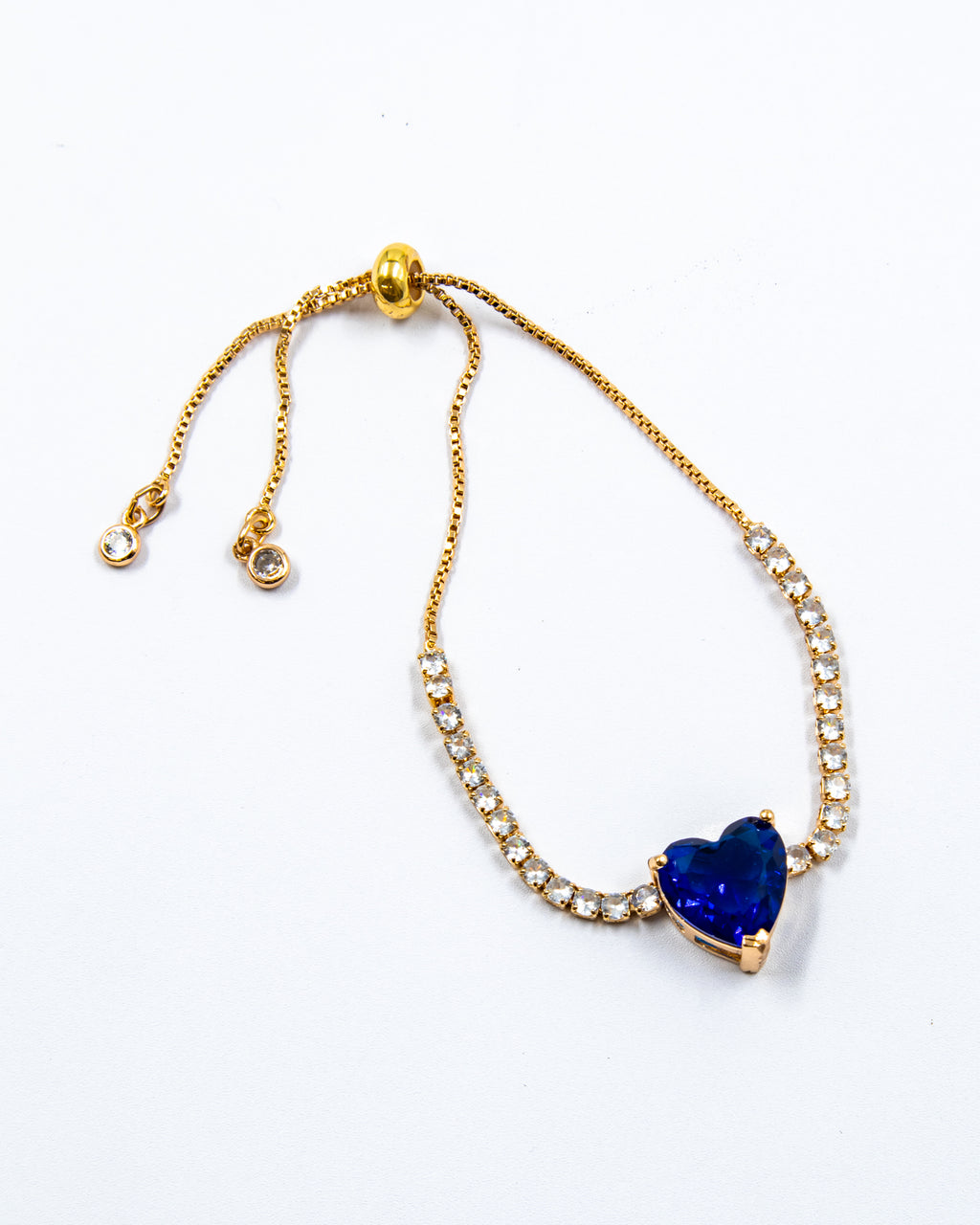 Pulsera dorada con piedras y dije de corazón - M1 Oro Laminado