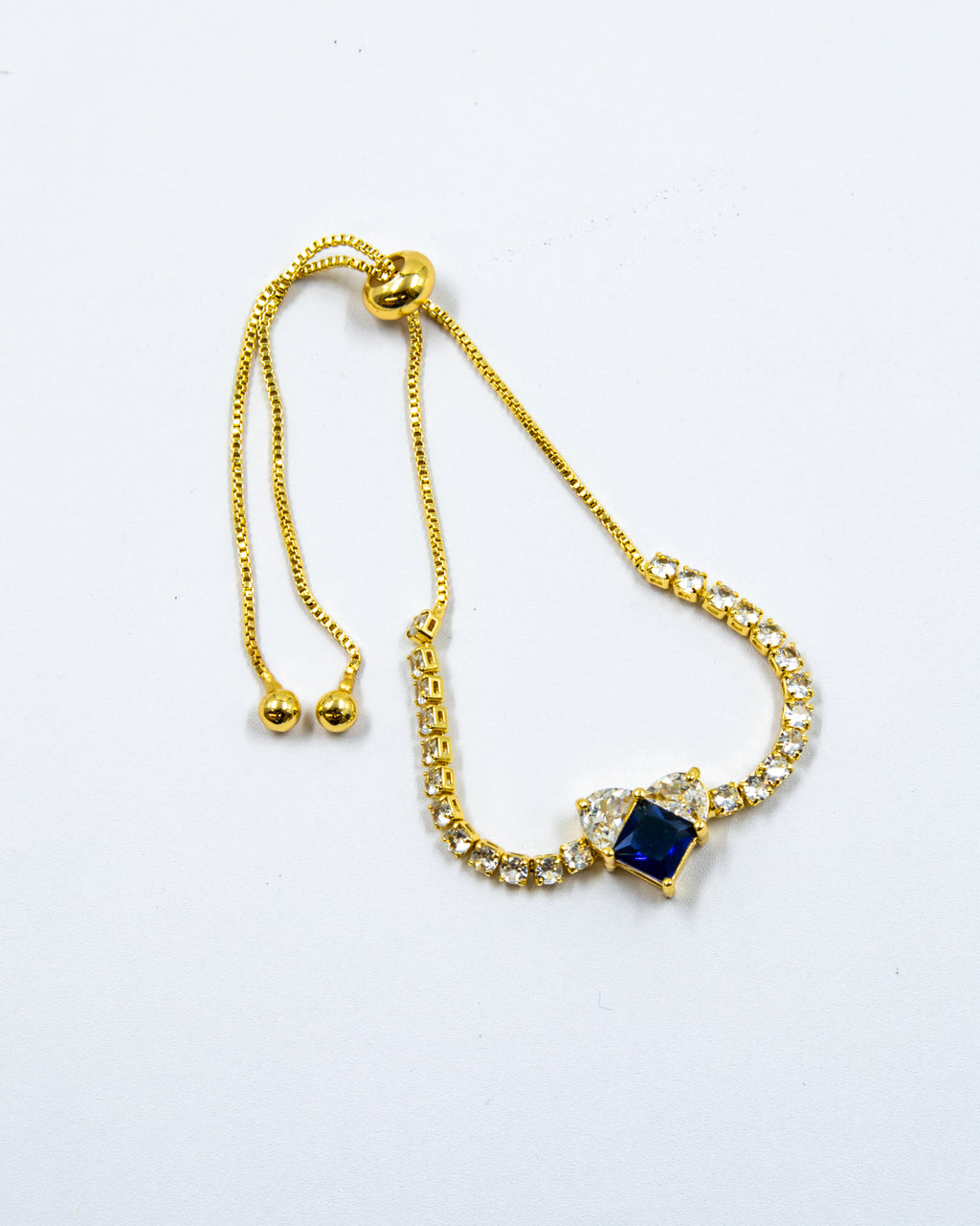 Pulsera dorada con piedras y dije de corazón - M2 Oro Laminado