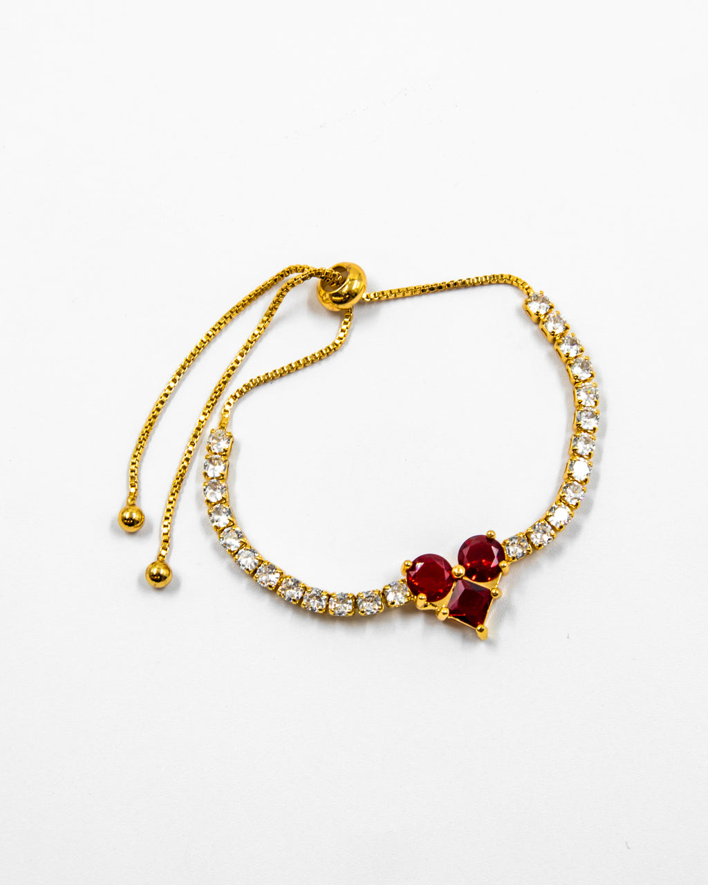 Pulsera dorada con piedras y dije de corazón - M3 Oro Laminado