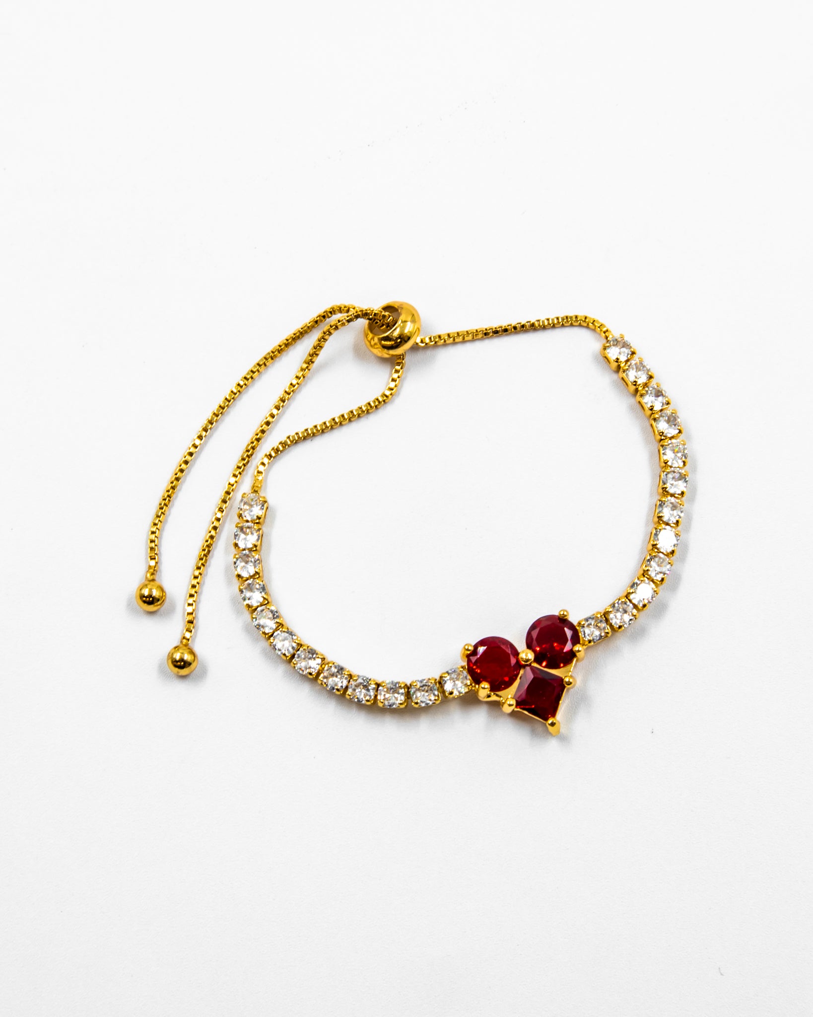 Pulsera dorada con piedras y dije de corazón - M3 Oro Laminado