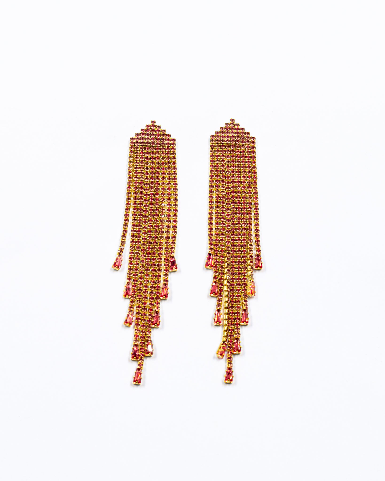 Aretes Largos de piedras - M1 Oro Laminado