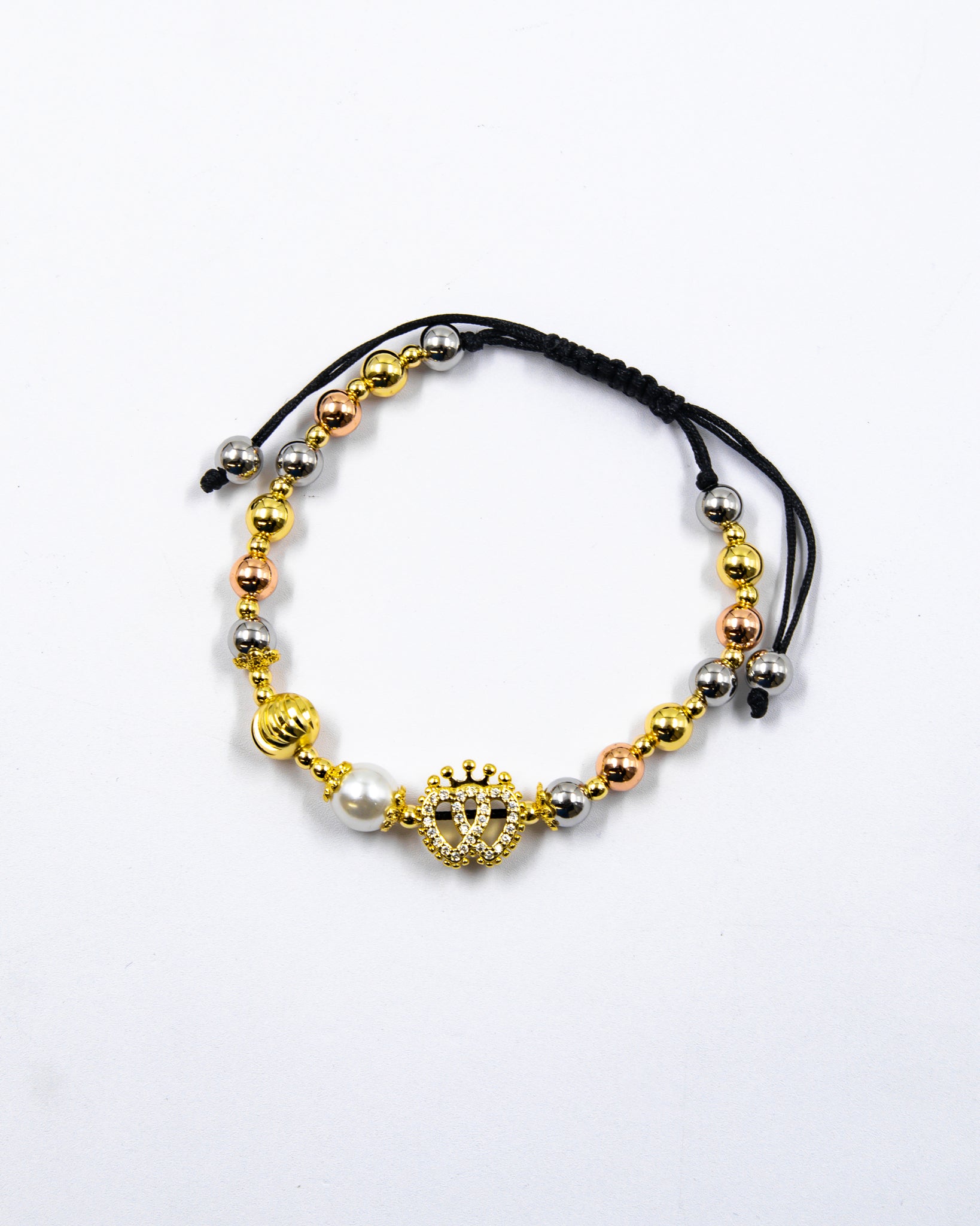 Pulsera de cuentas ajustable con dije - M1 Oro Laminado