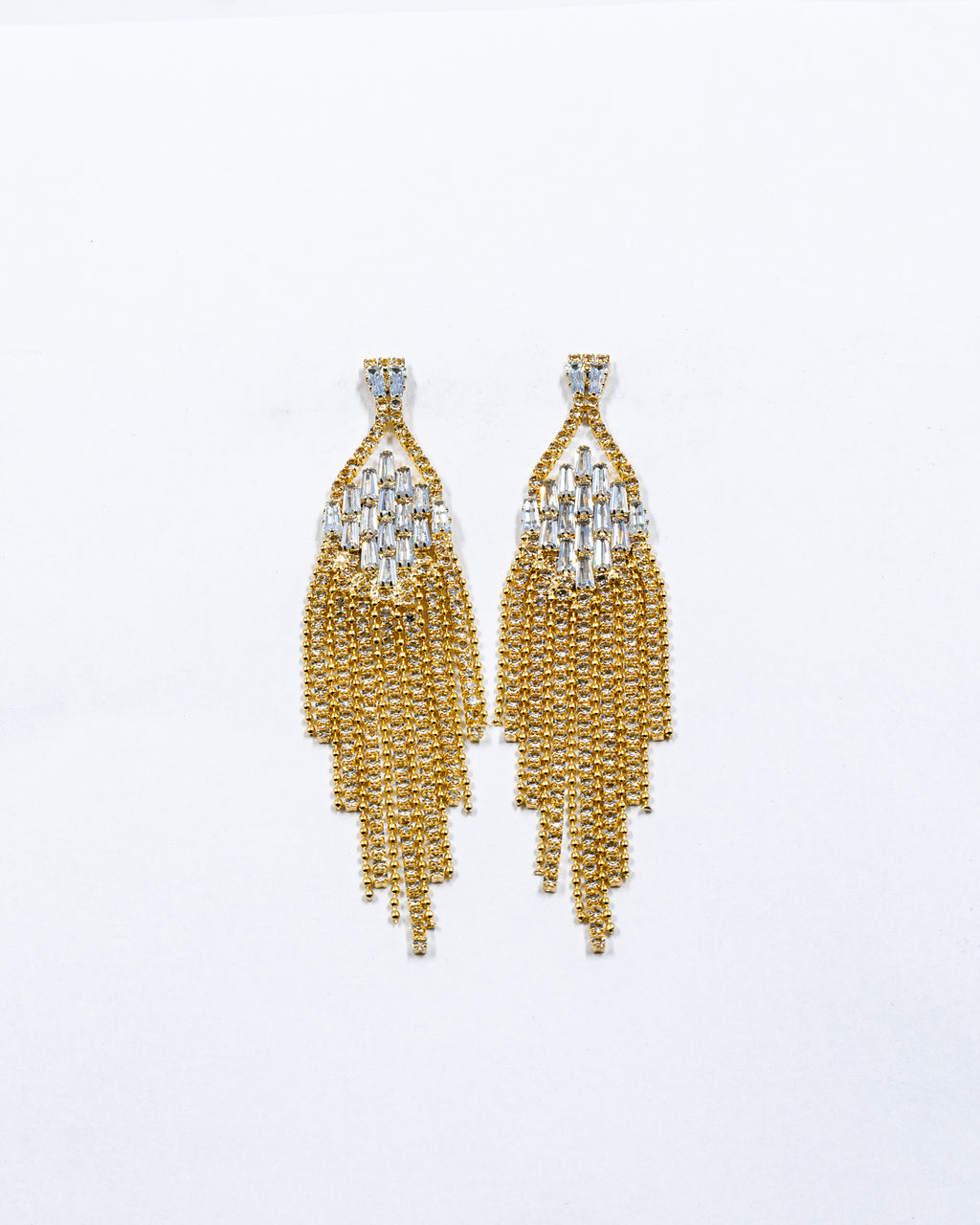 Aretes Largos de piedras - M1 Oro Laminado