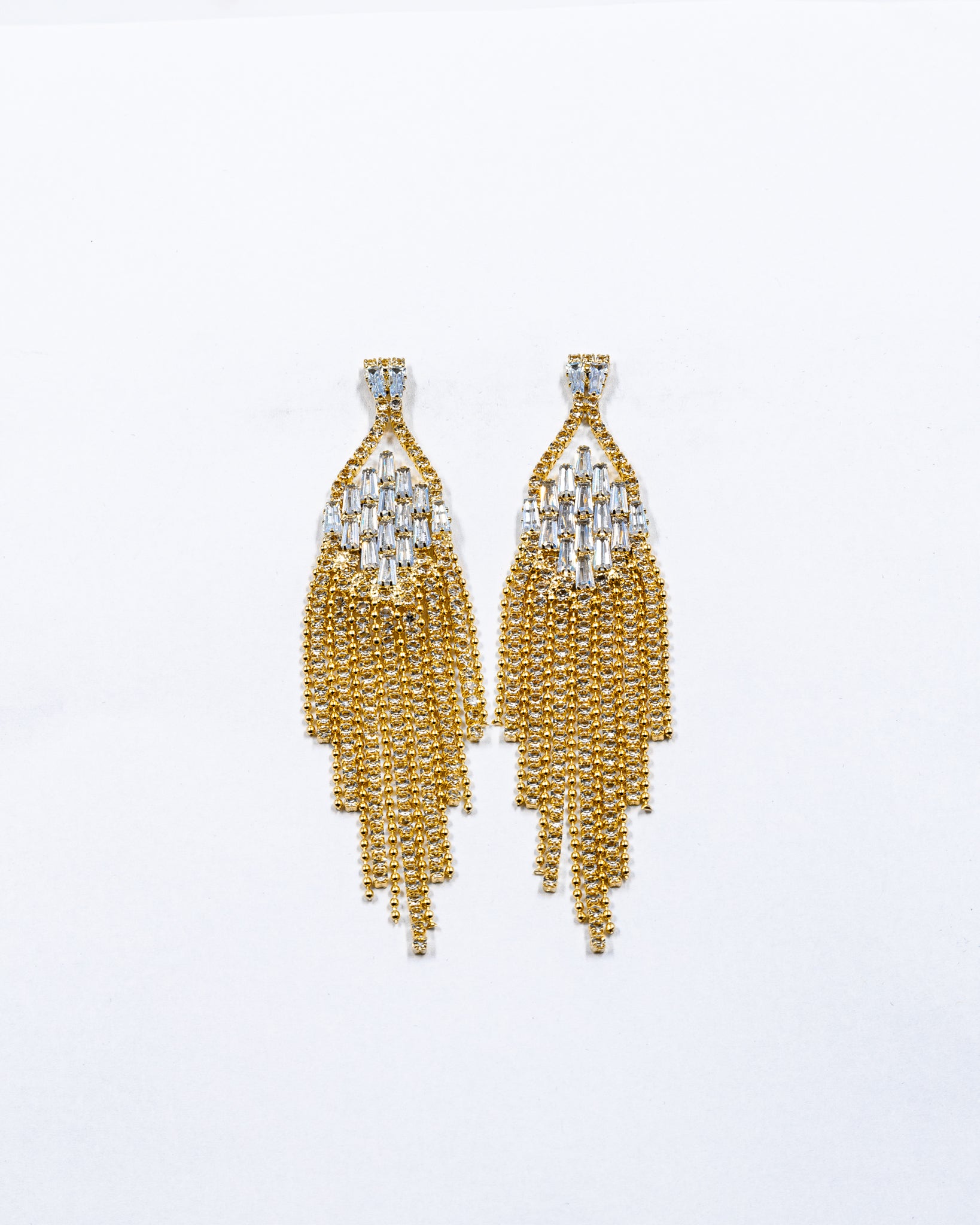Aretes Largos de piedras - M1 Oro Laminado
