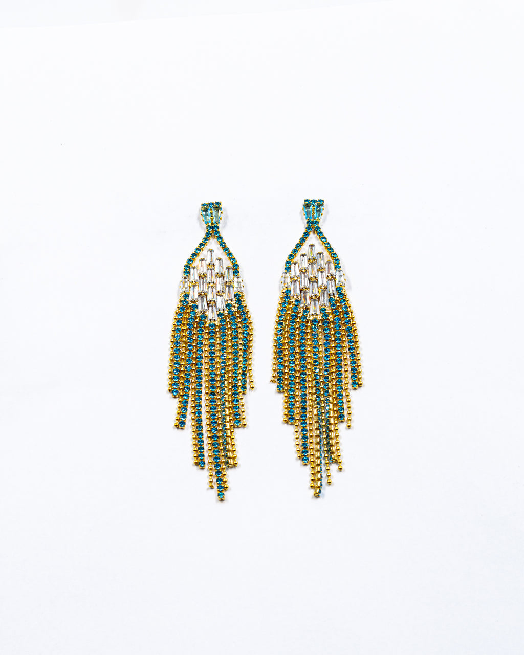 Aretes Largos de piedras - M1 Oro Laminado