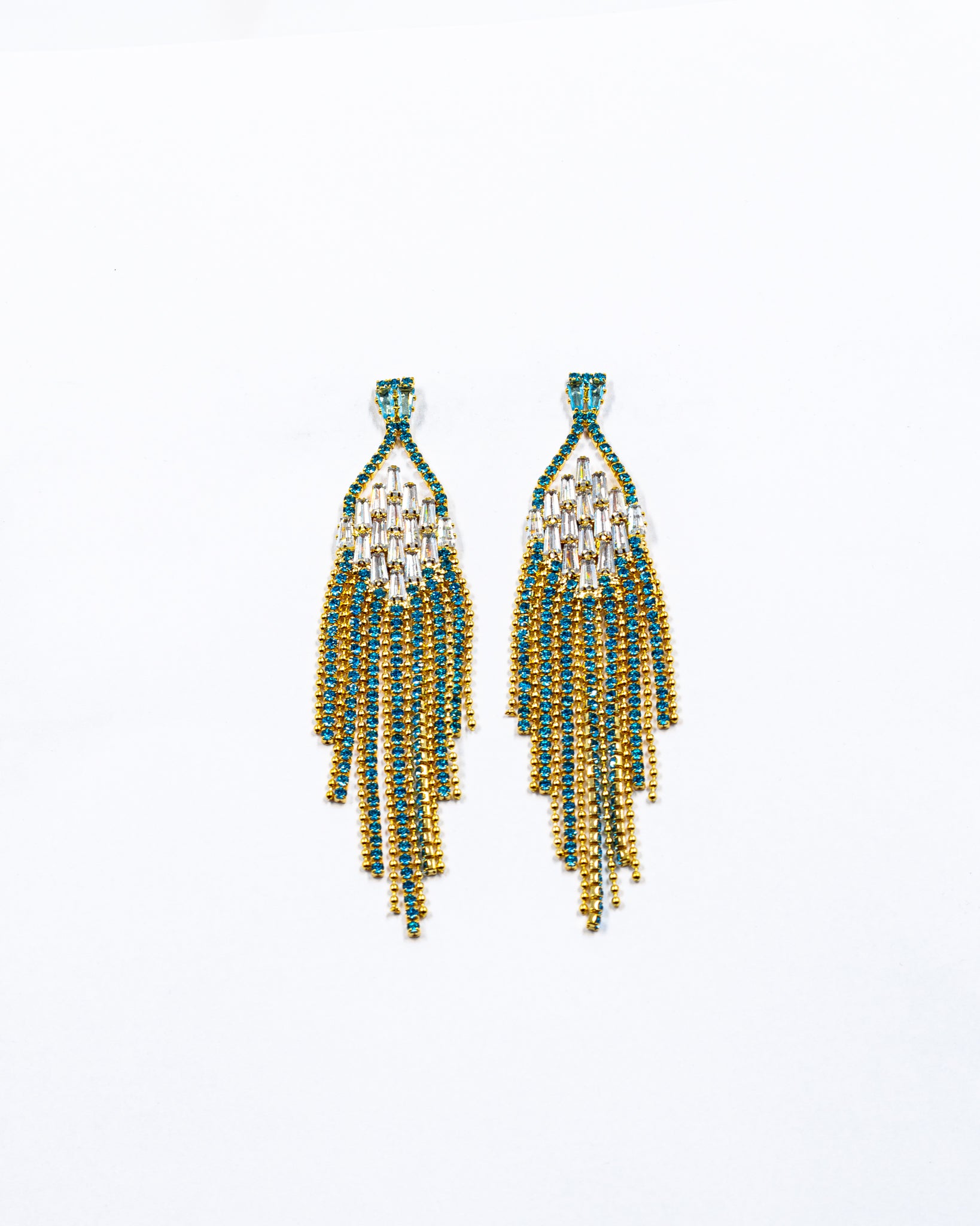Aretes Largos de piedras - M1 Oro Laminado