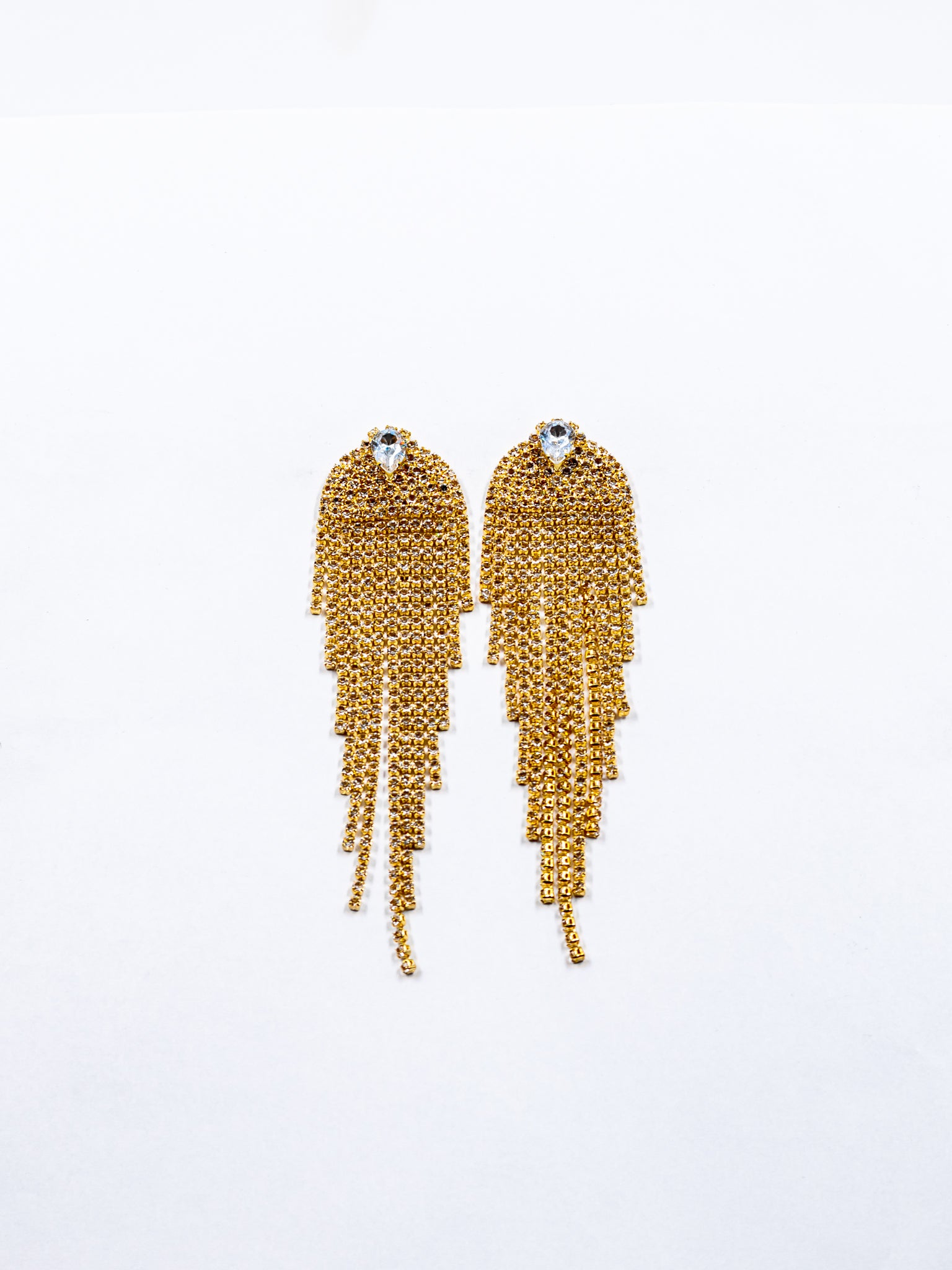 Aretes Largos de piedras - M3 Oro Laminado