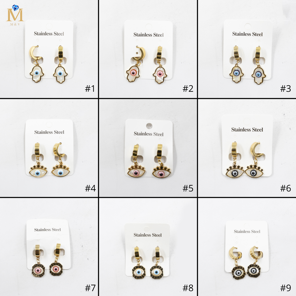 Aretes Dorados de Ojo Turco M1 Oro Laminado