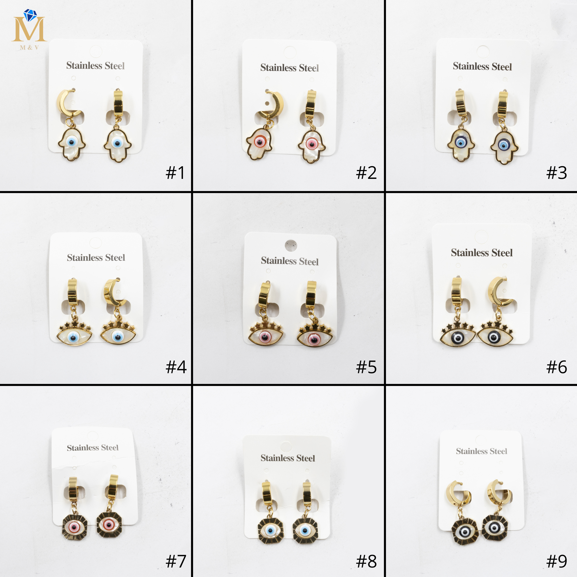 Aretes Dorados de Ojo Turco M1 Oro Laminado
