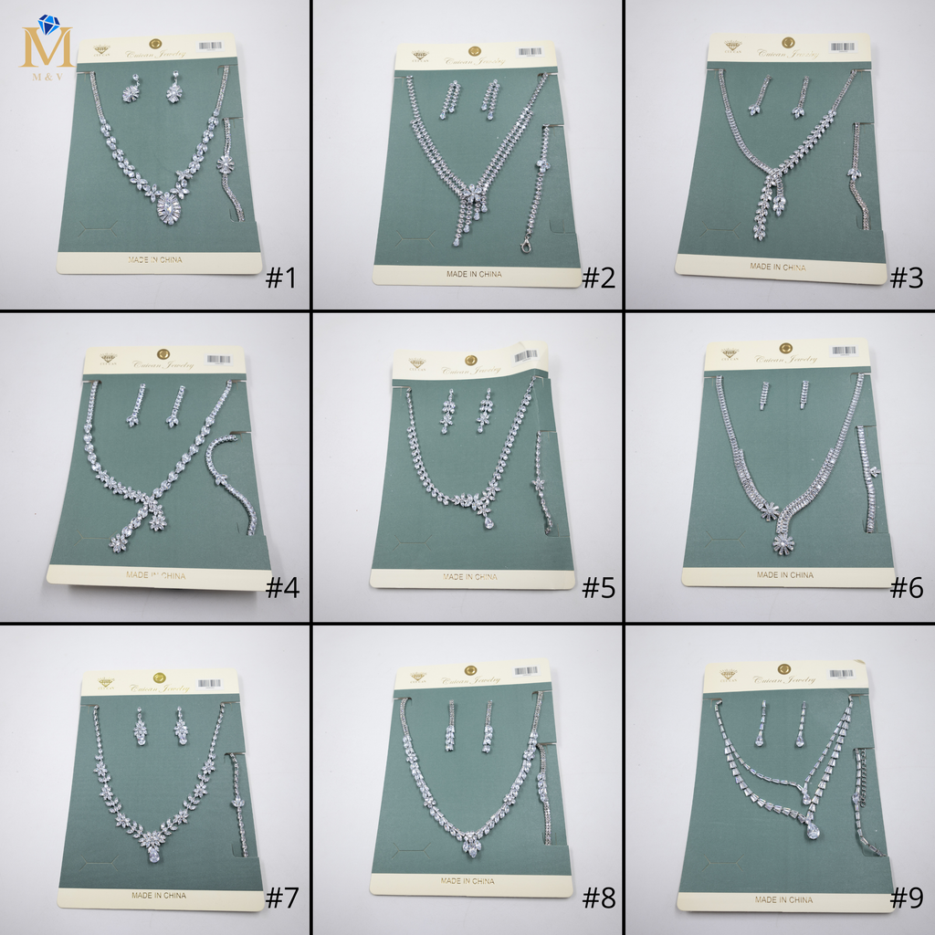 Conjuntos Plateados con piedras M3 Oro Laminado