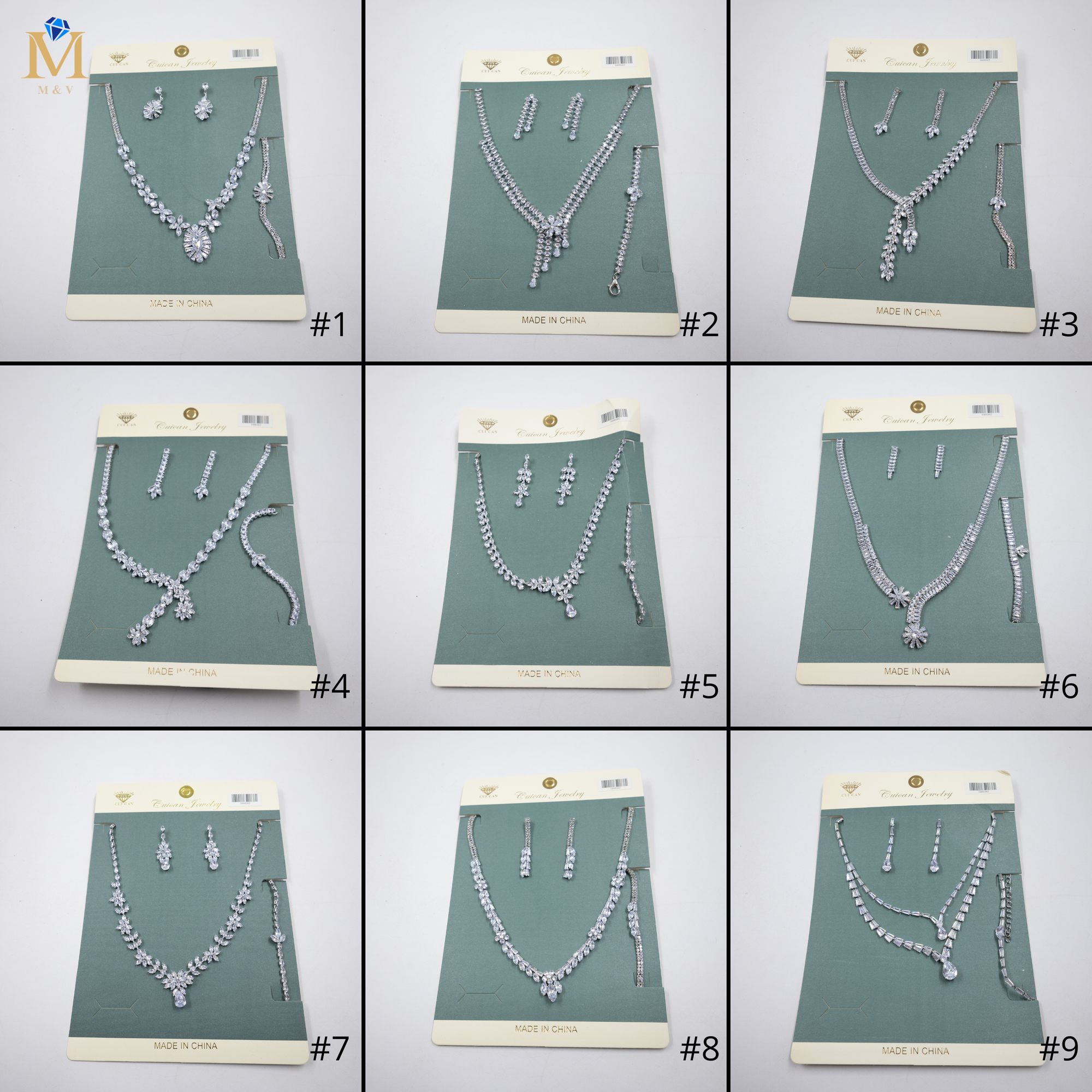 Conjuntos Plateados con piedras M3 Oro Laminado