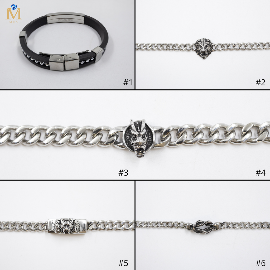 Pulseras Plateadas M1 Acero Inoxidable