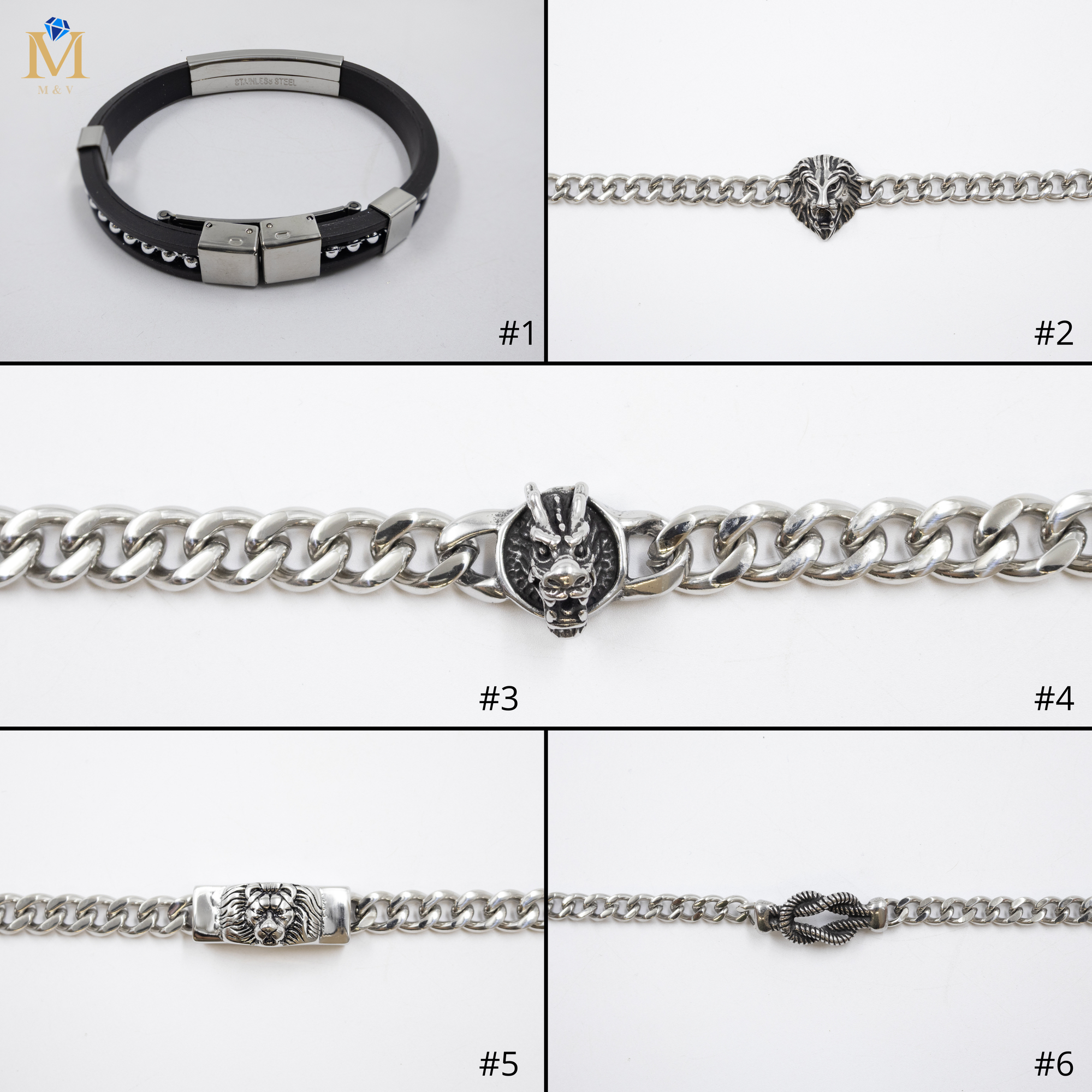 Pulseras Plateadas M1 Acero Inoxidable