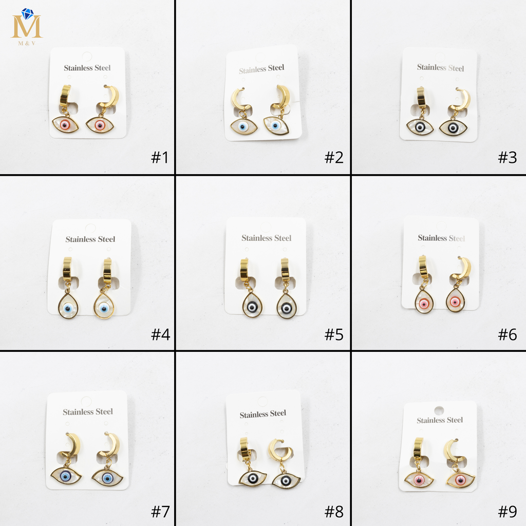 Aretes  Dorados de Ojo Turco M2 Oro Laminado