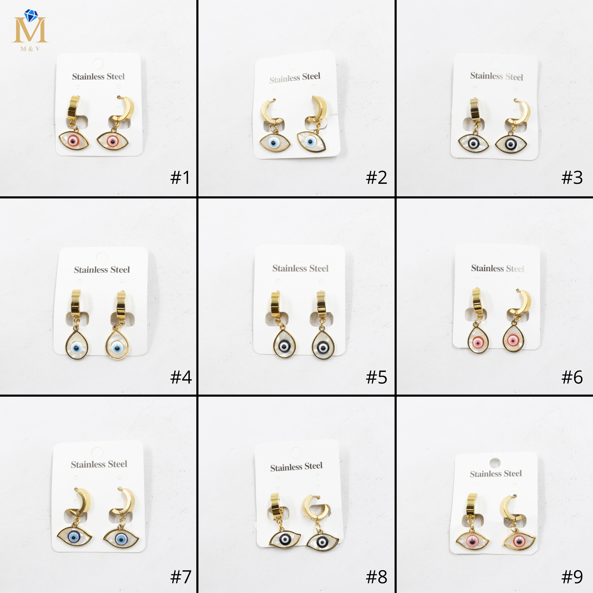 Aretes  Dorados de Ojo Turco M2 Oro Laminado
