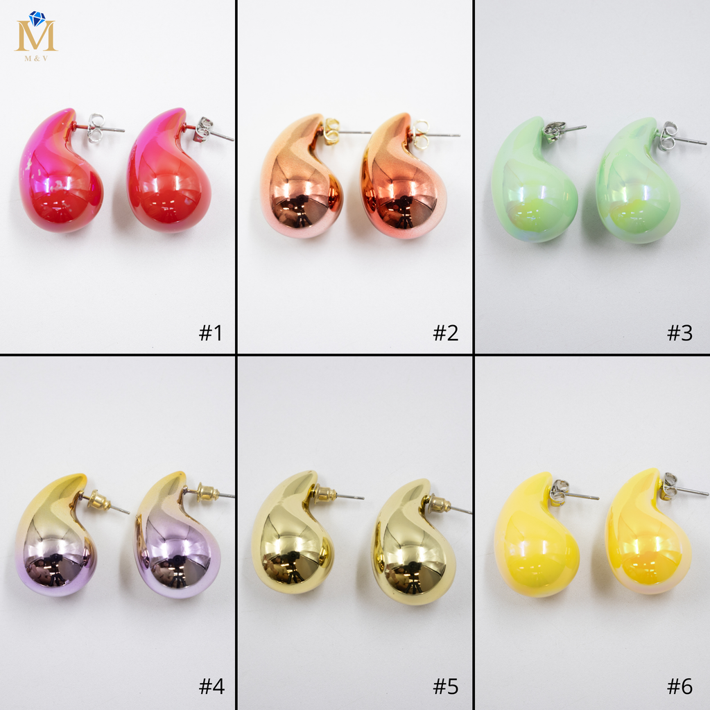 Aretes Grandes de colores M5 Oro Laminado