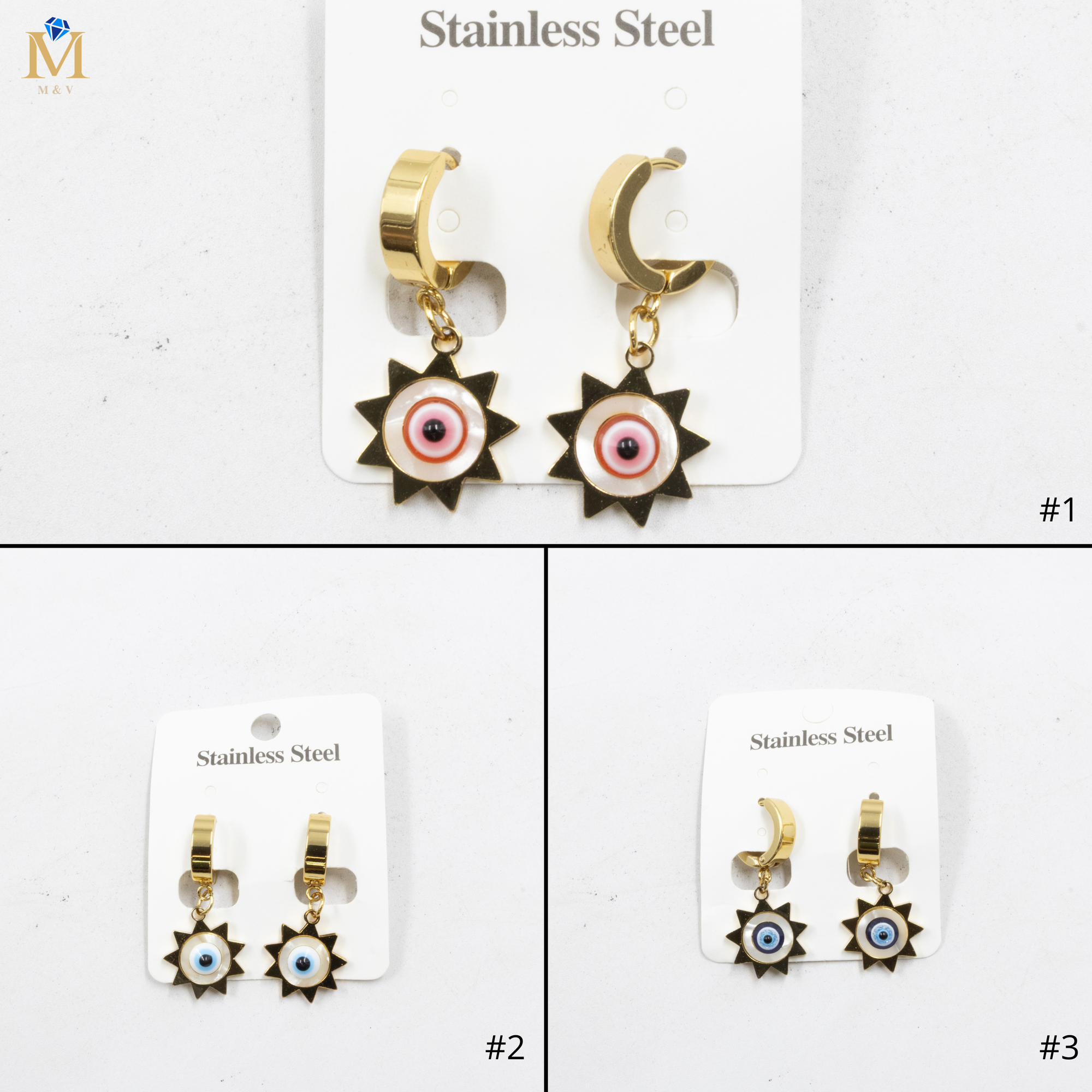 Aretes Dorados de Ojo Turco M5 Oro Laminado