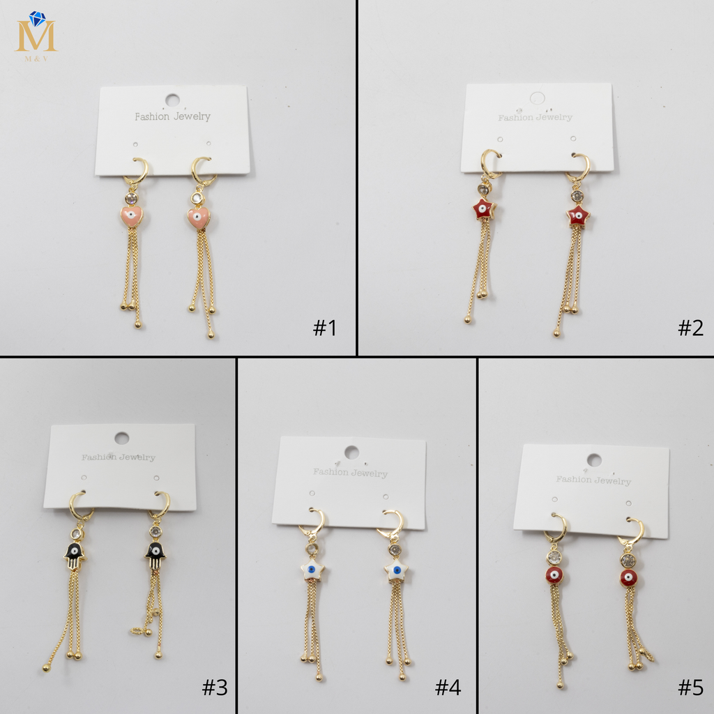 Aretes Dorados Largos de Ojo Turco M2 Oro Laminado