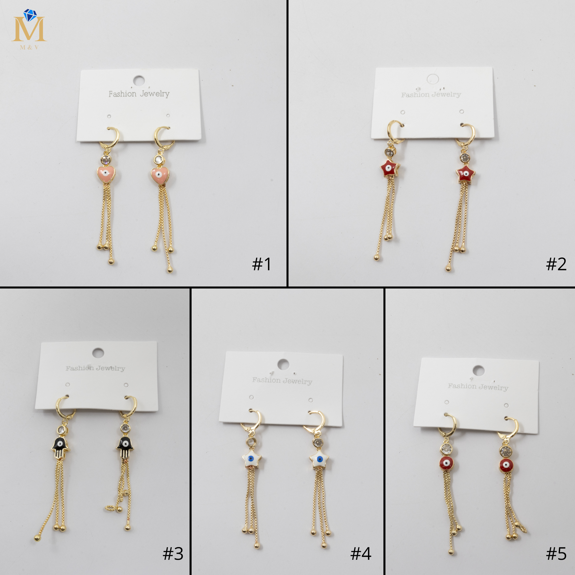 Aretes Dorados Largos de Ojo Turco M2 Oro Laminado