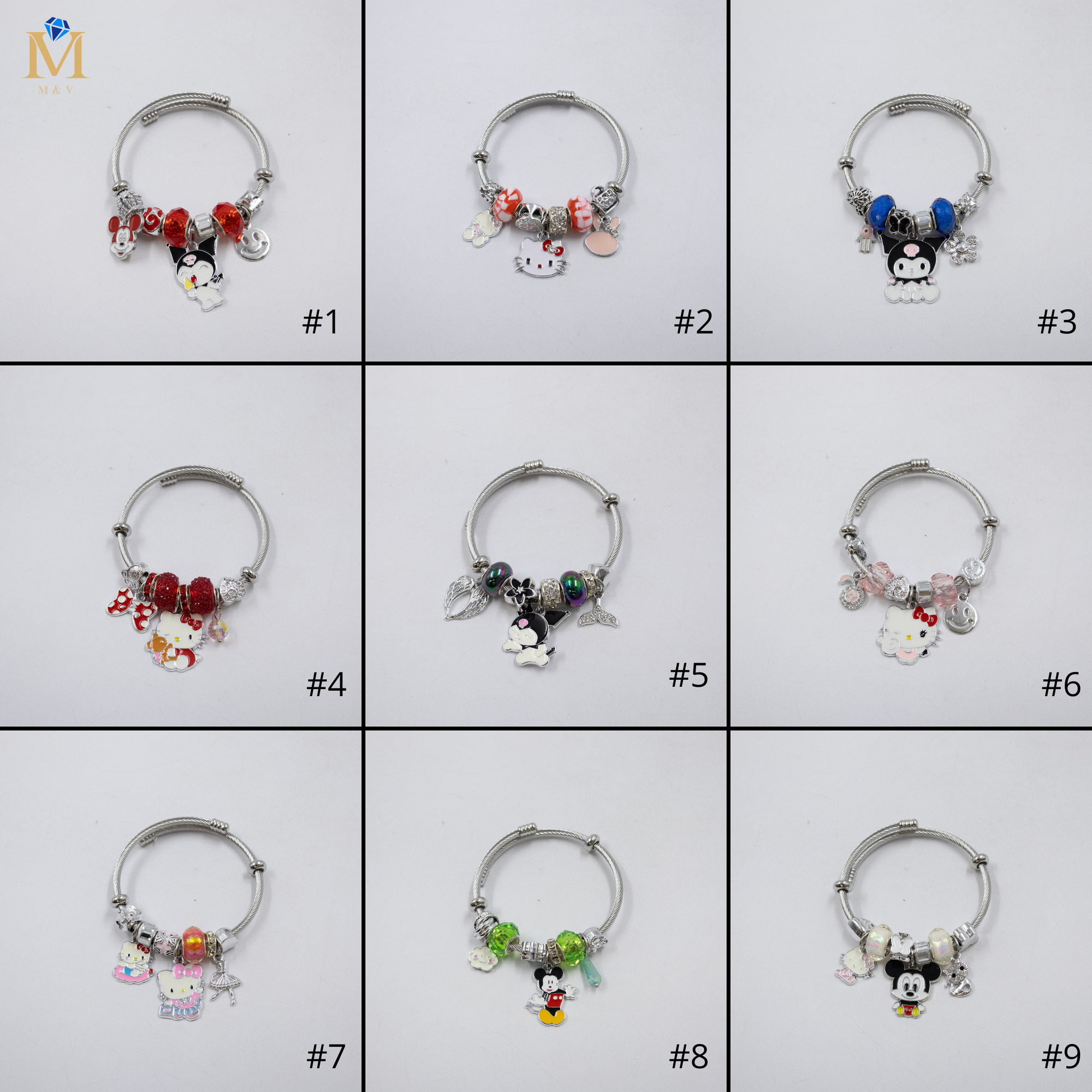 Pulsera tipo Pandora Plateados M6 Oro Laminado
