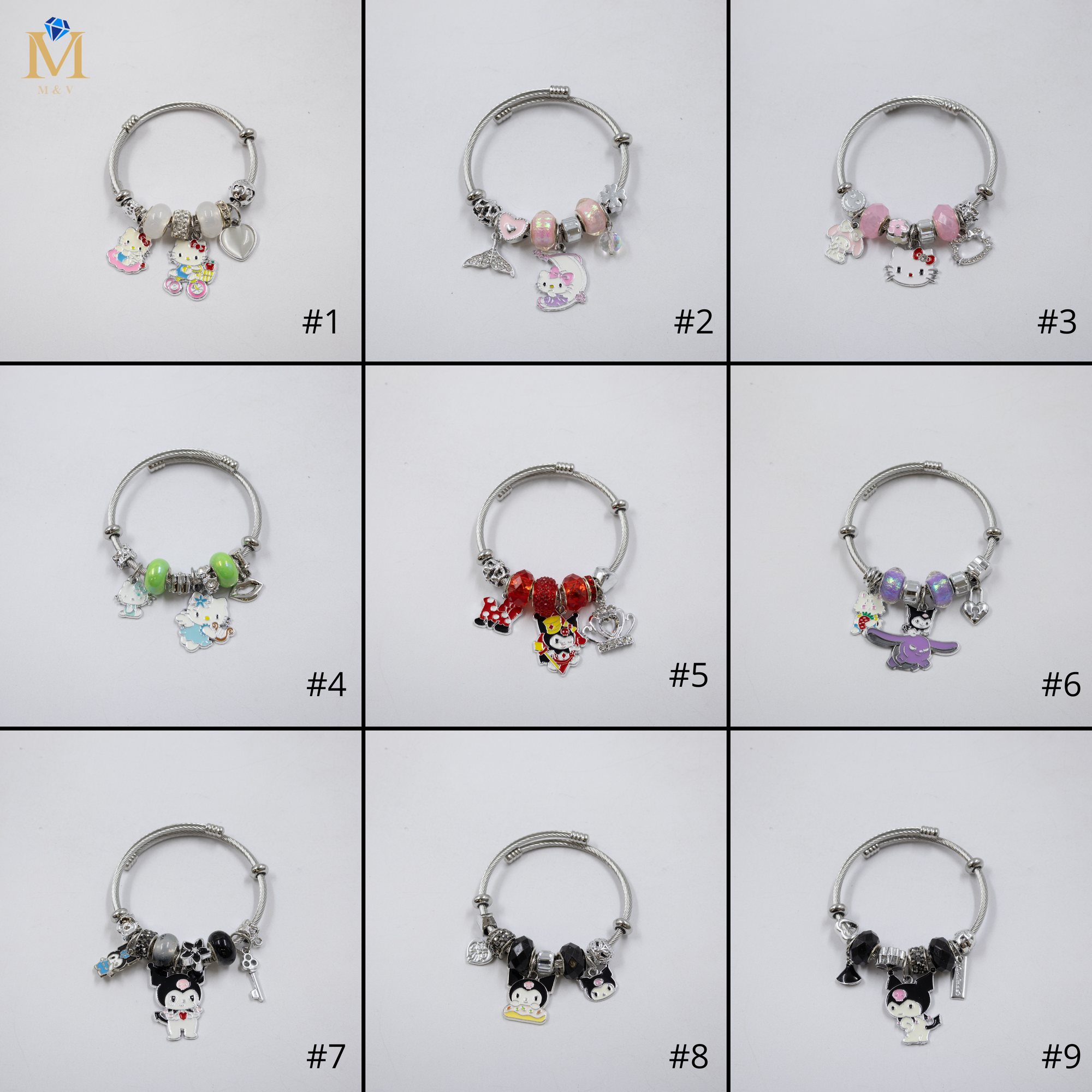 Pulsera tipo Pandora Plateados M2 Oro Laminado