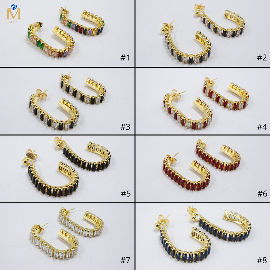 Aretes Dorados con piedras de color M10 Oro Laminado
