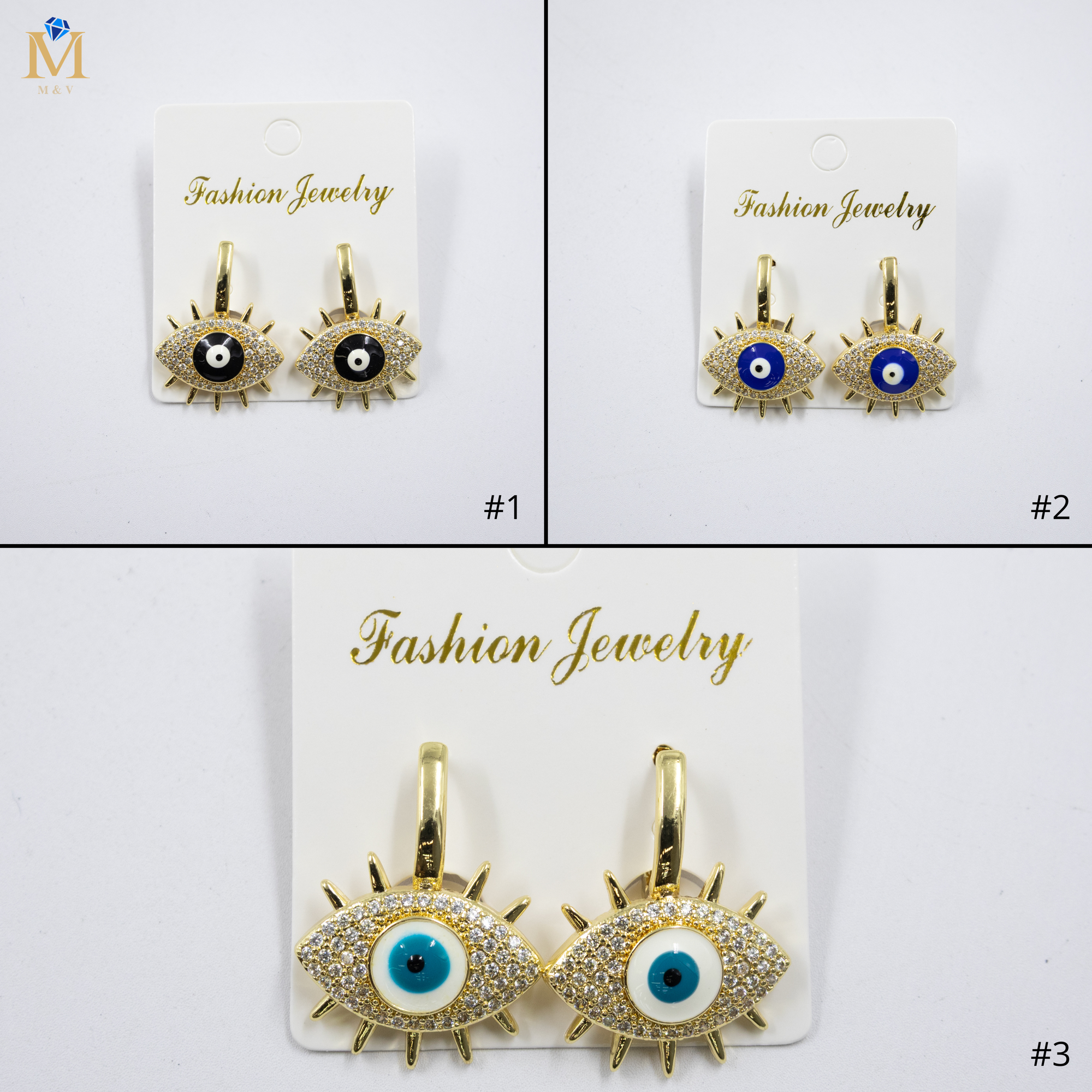 Arete Dorado de Ojo Turco M7 Oro Laminado