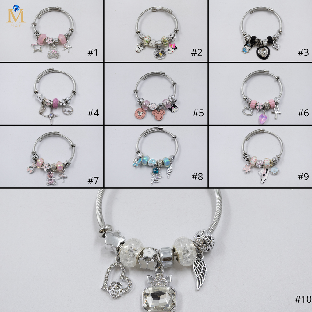 Pulsera tipo Pandora Plateados M12 Oro Laminado