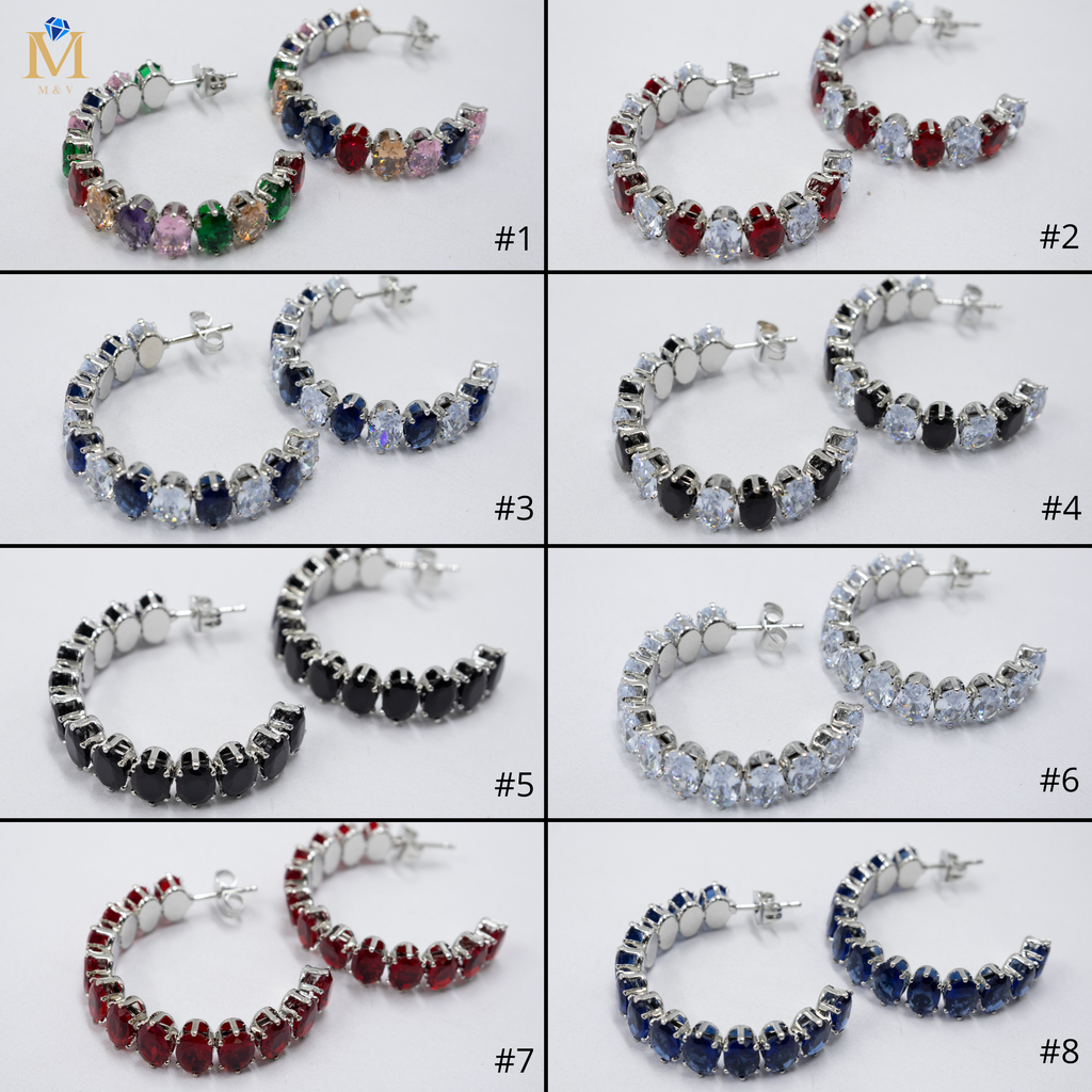 Aretes Plateados con piedras de color M5 Oro Laminado