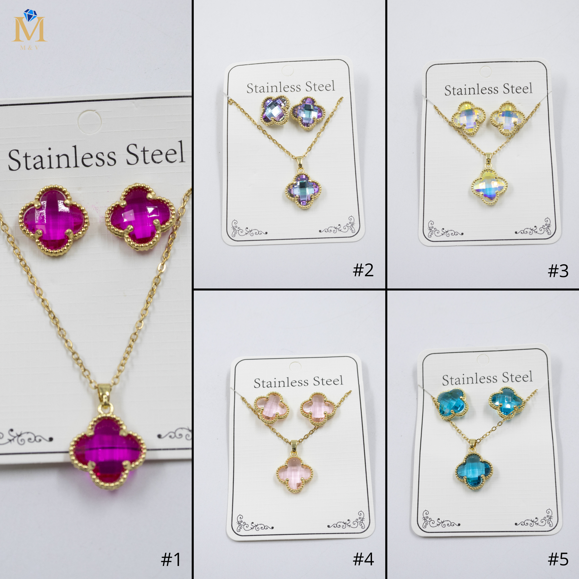 Conjunto Dorado de Trebol M2 Oro Laminado