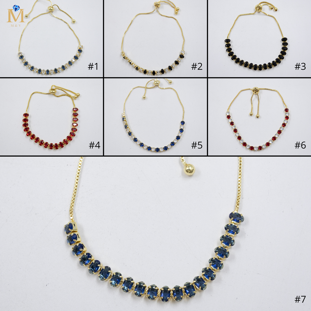 Pulseras Doradas con Piedras M8 Oro Laminado