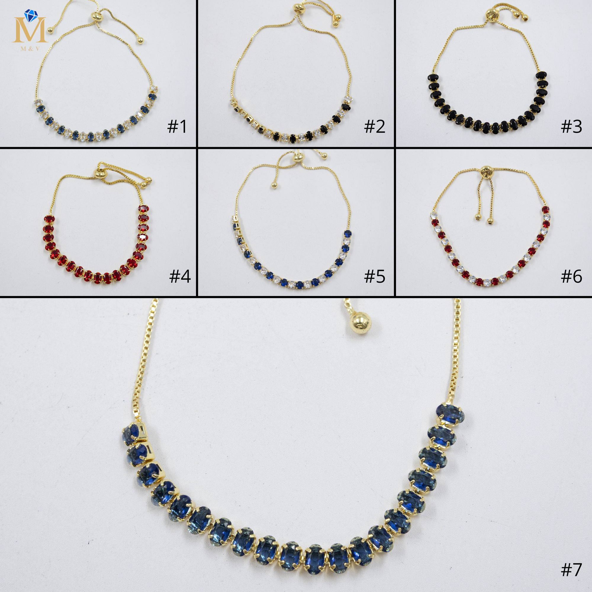 Pulseras Doradas con Piedras M8 Oro Laminado