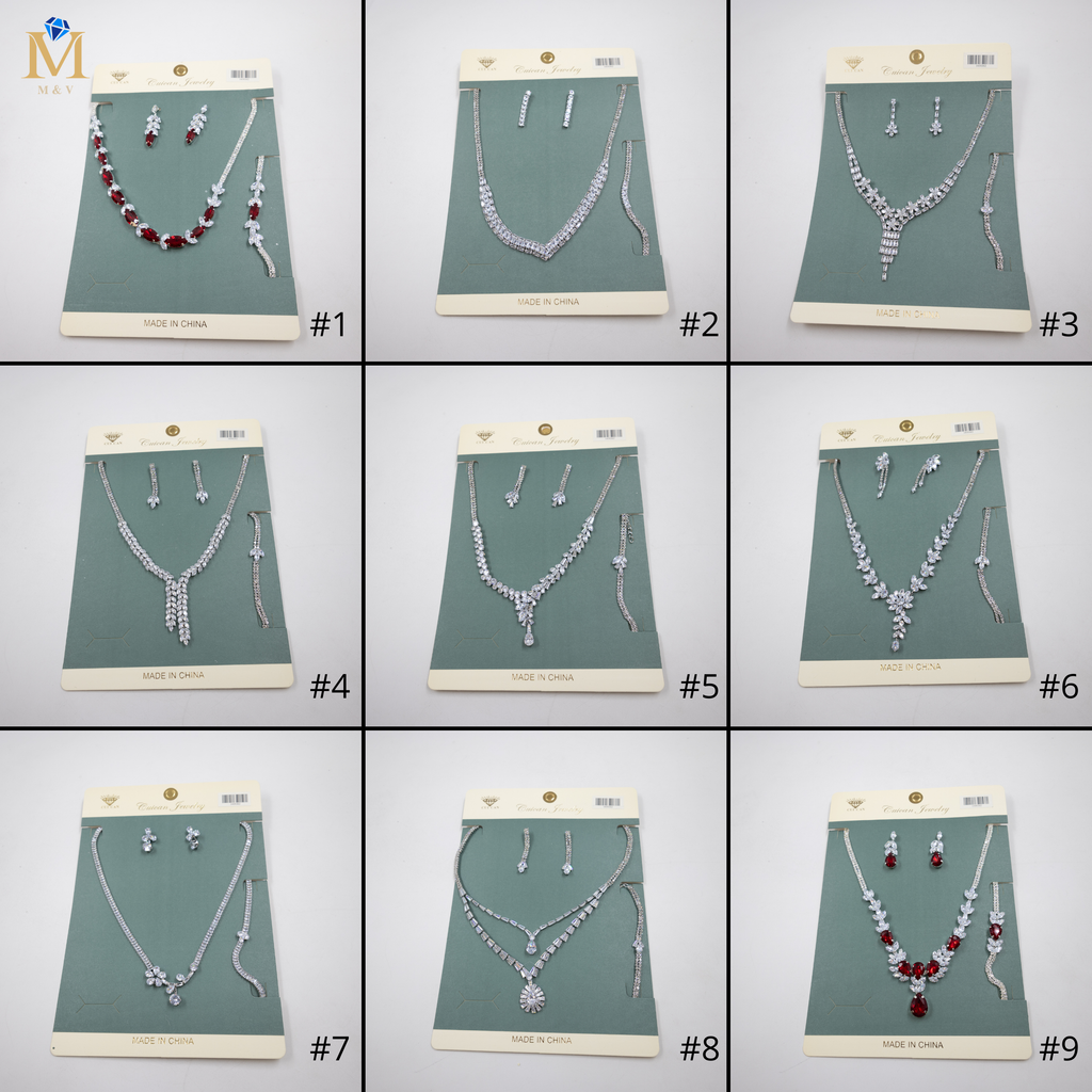 Conjuntos Plateados con piedras M2 Oro Laminado