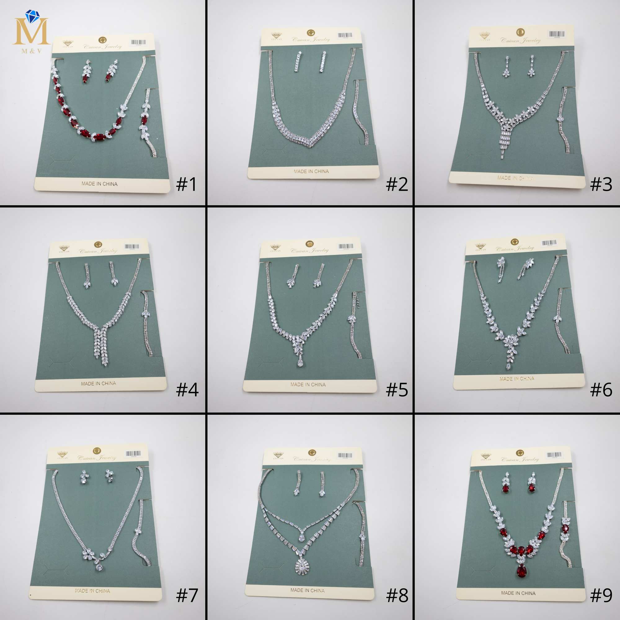 Conjuntos Plateados con piedras M2 Oro Laminado