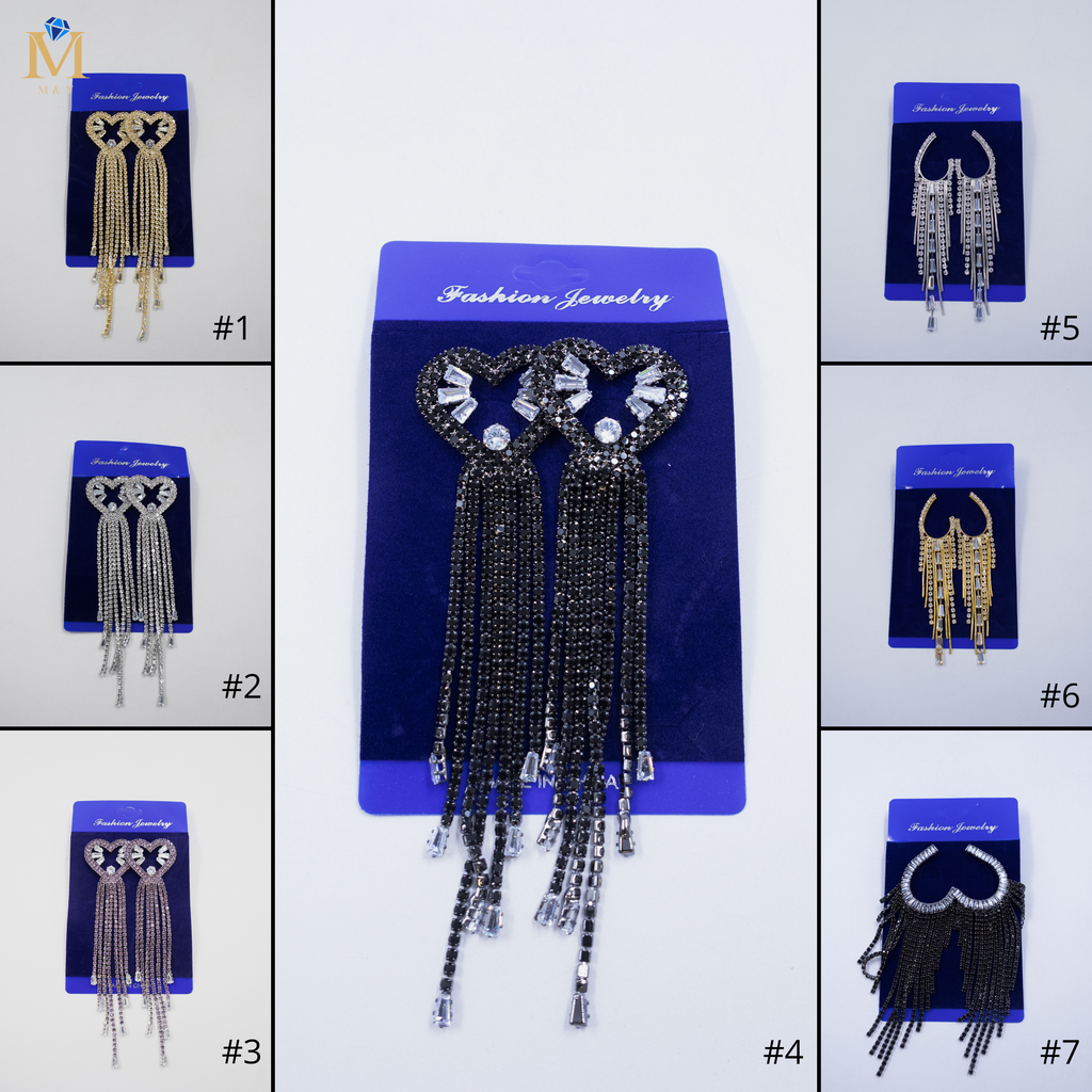 Aretes Largos con piedras M2 Oro Laminado