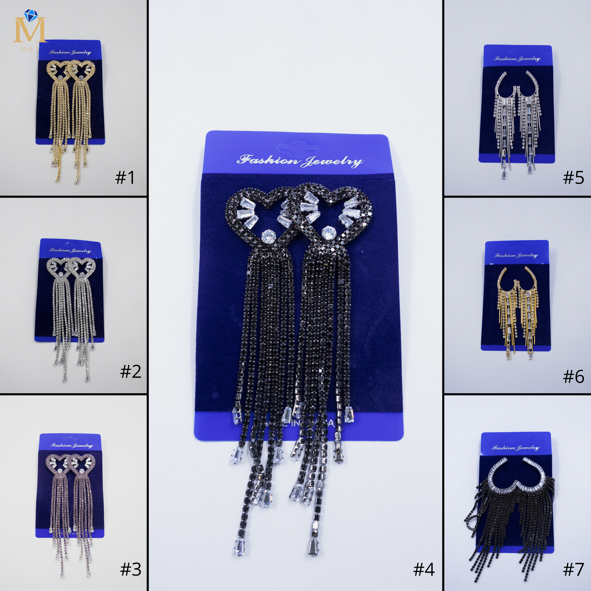 Aretes Largos con piedras M2 Oro Laminado
