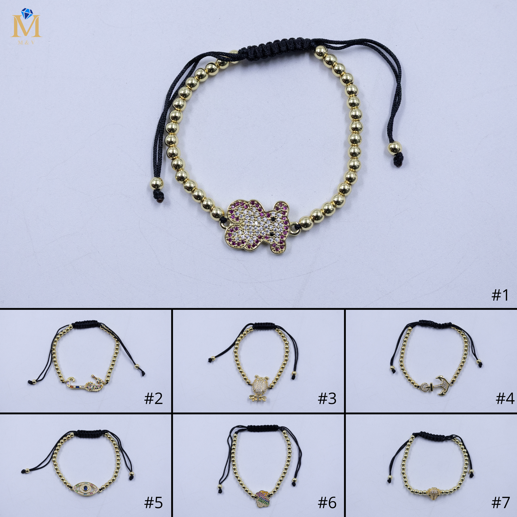 Pulseras Doradas ajustables M3 Oro Laminado