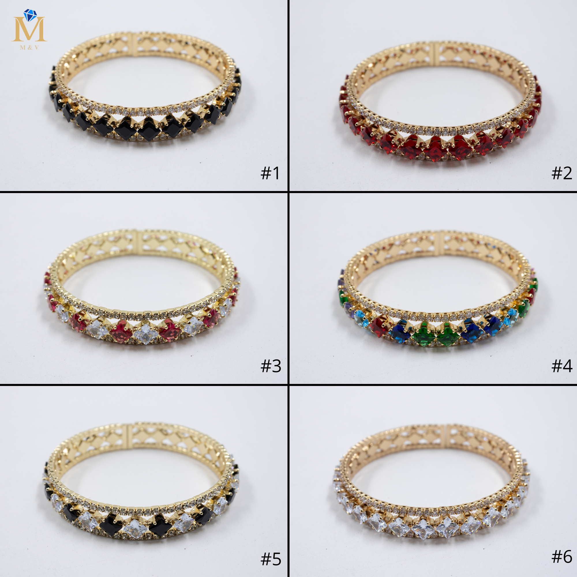 Pulseras Doradas con Piedras M2 Oro Laminado