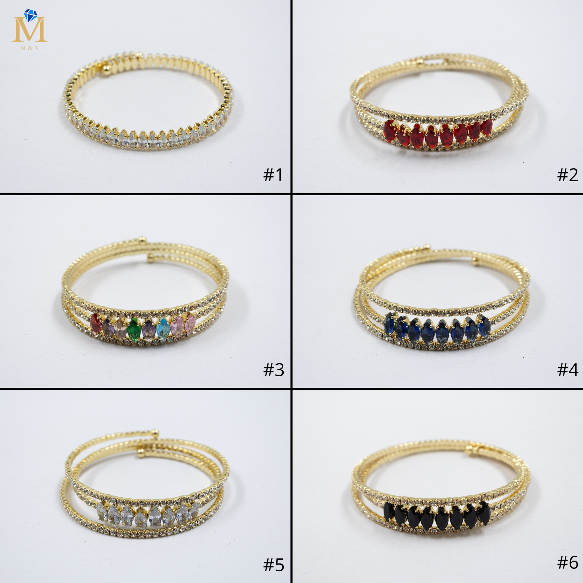 Pulseras Doradas con Piedras M5 Oro Laminado