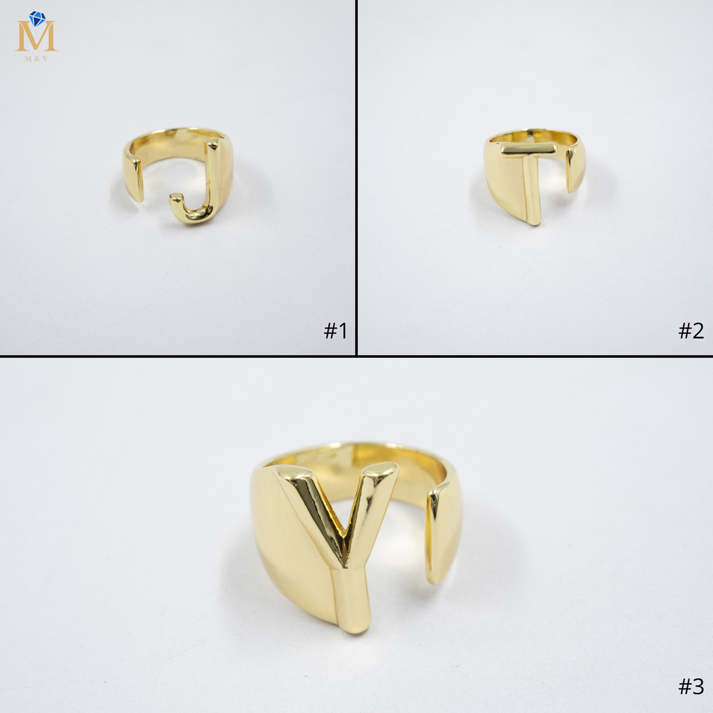 Anillos Dorados Ajustables De Letras J T Y M1 Oro Laminado