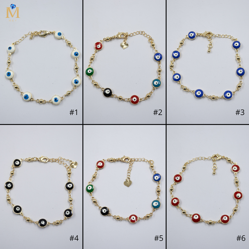 Pulsera Dorada de Ojo Turco M3 Oro Laminado