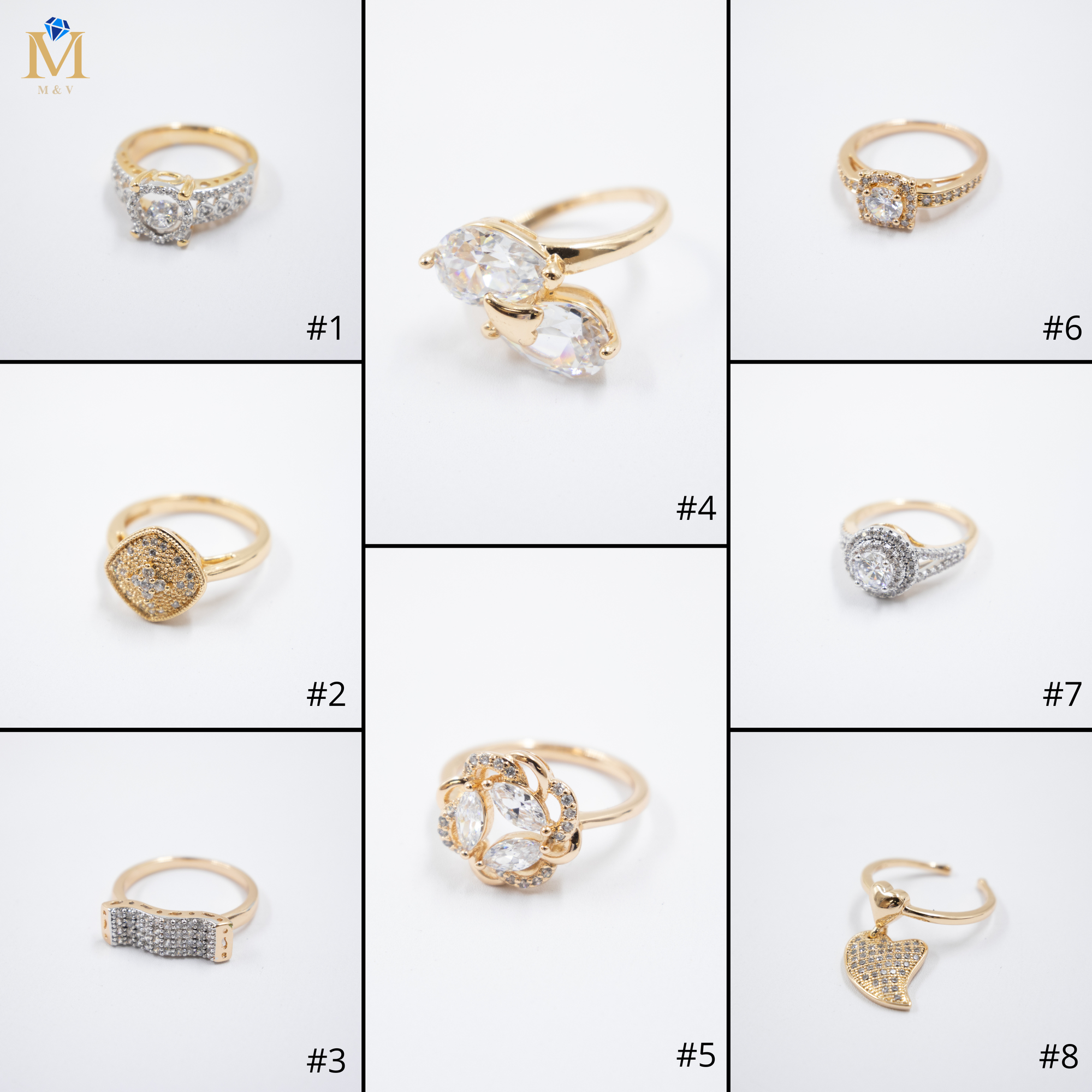 Anillos Dorados Xuping con Piedras M1 Oro Laminado