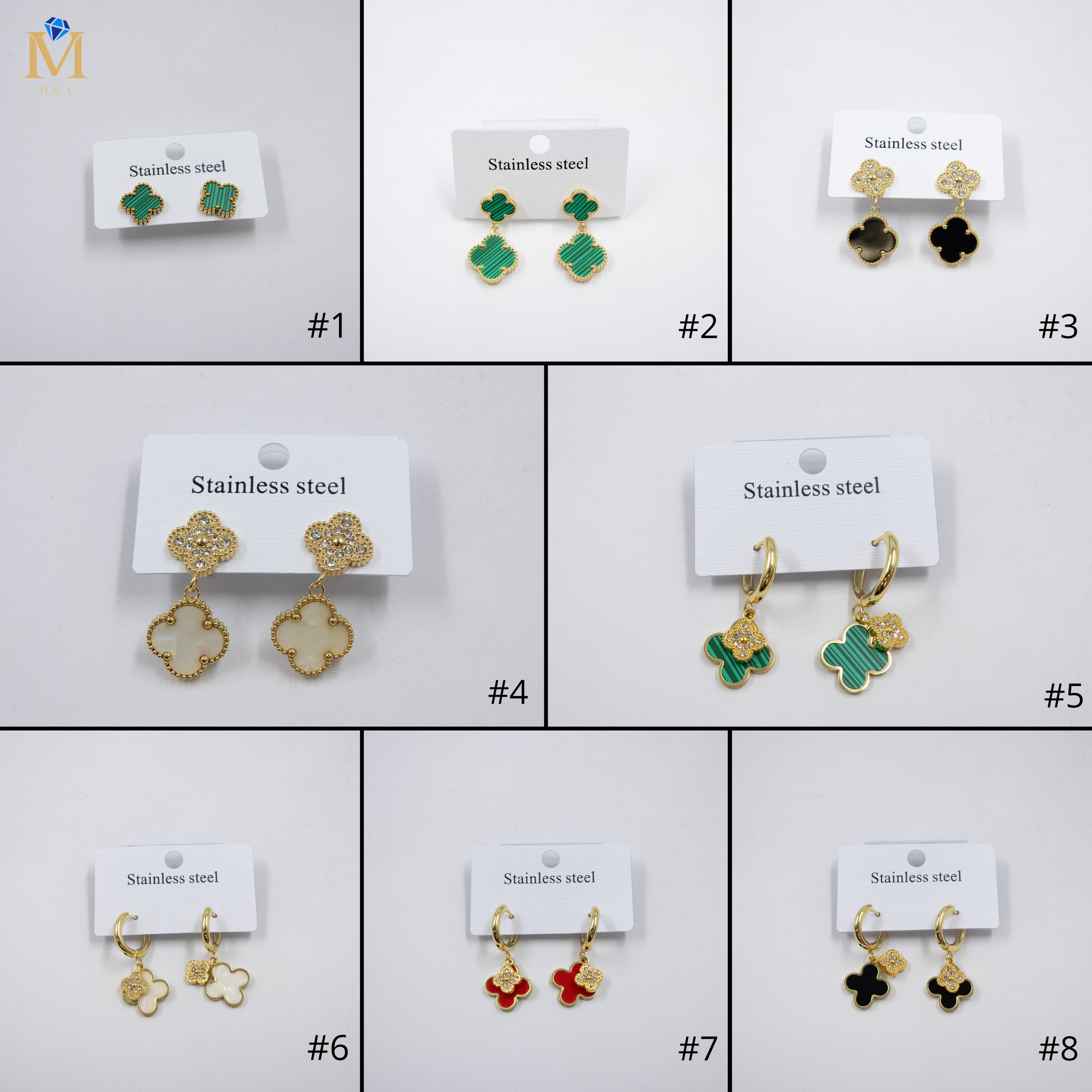 Aretes Dorados de Trebol M3 Oro Laminado